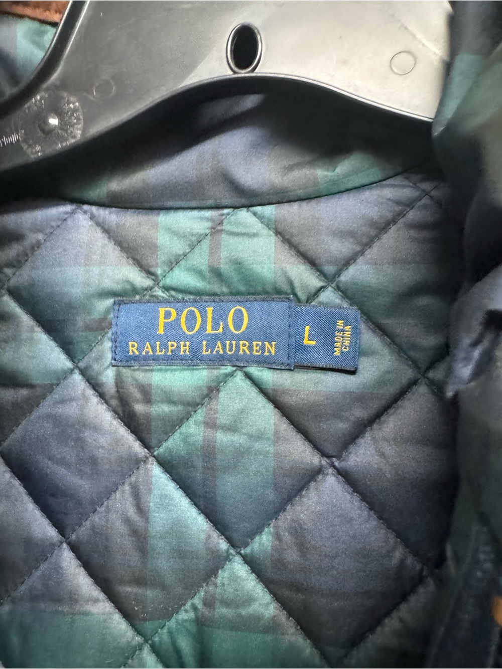 Polo by Ralph Lauren Quilted Blue-Green Jacket with Brown Trim - Picture 3 of 7
